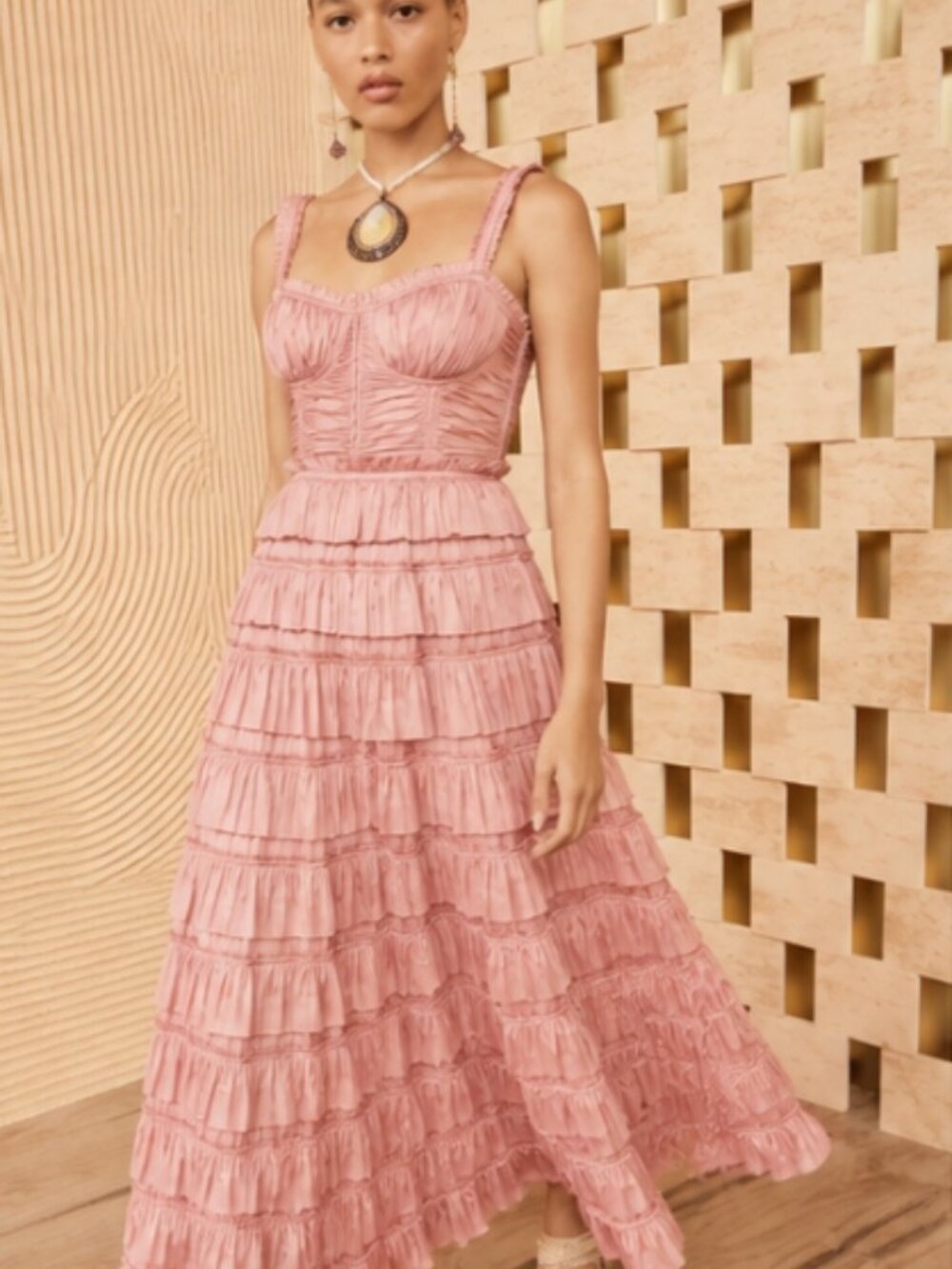 NWOT ULLA JOHNSON Camille Satin Maxi Gown Dress in Tuberose XS $950